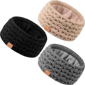 Women's Knitted Headbands - Black, Gray, and Tan
